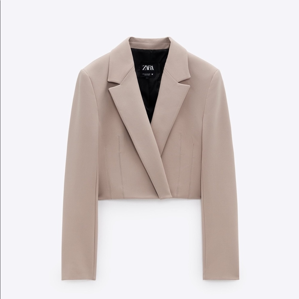 Zara Beige Crop Blazer - Picture 3 of 8